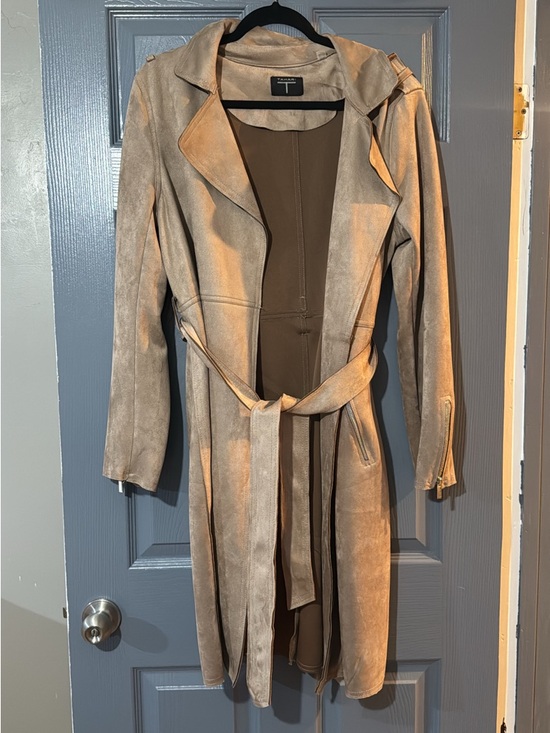 Tahari Jackets & Blazers - Tahari Taupe Faux Suede Trench Coat with Belt